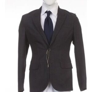 Louis Vuitton Mens Grey Wool Peak Lapel Suit Jacket Blazer 48 EU 38R Made France